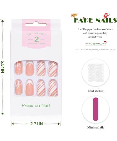 Vatocu Christmas False Nails - Short Red Press On Nails with Snowflakes, Elk, Snowman Designs (24pcs) for Women and Girls - Buy Online on GoSupps.com