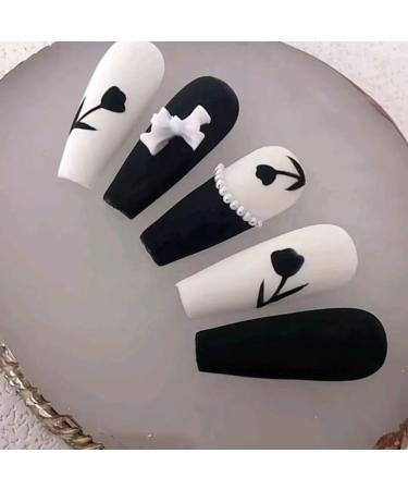 Temperament-enhancing manicure dark and simple spice girl bow manicure niche finished product photo wearing removable nails.(M) - Buy Online on GoSupps.com