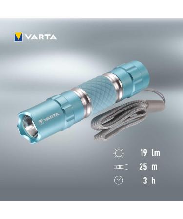 Varta LED Flashlight with AA Battery - Turquoise Pocket Lamp Aluminum Housing Easy Grip Perfect for Dark Environments - Buy Online on GoSupps.com