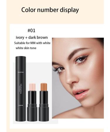 PICKX Highlighter Stick Contouring Stick Concealer Contour Dual 2-in-1 Makeup Concealer Contour Cream Set Lasting Contouring Makeup Set (Natural + Medium Coffee) - Buy Online on GoSupps.com