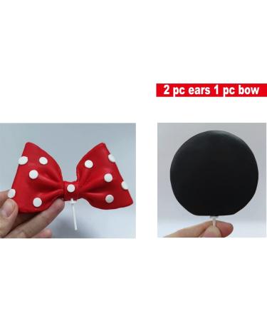 Minnie Mouse Cake Topper Bow and Ears - Red | Birthday Party Decoration - Buy Online on GoSupps.com