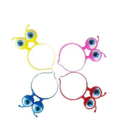 Toyvian 4 bright headbands Flash-glitter-headband with big eyes bright headdressing head jewelry holiday festival head cover for children and adults Halloween costume accessories