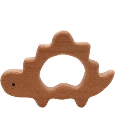 Wendysun 3pcs Cartoon Dinosaur Shaped Wood Teether Set for Baby Teething - Natural Beech Teething Toy and DIY Pendant - Buy Online on GoSupps.com
