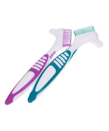 Kombiuda 2 Pieces of prosthesis cleaning brush Proverean cleaning Tools Portable toothbrush Press brush to clean the gums toothbrush prosthesis cleaning toothbrushes