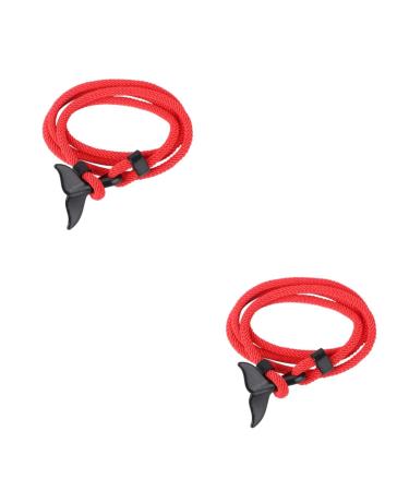 Amosfun 2 Pcs Whale Tail Bracelet Braided Bracelets Natal Year Bracelet Nautical Rope Bracelets Marine Bracelets Couple Bracelet Daily Wearing Accessory Jewelry Vintage Lovers Silica Gel 8x8cmx2pcs As Shownx2pcs
