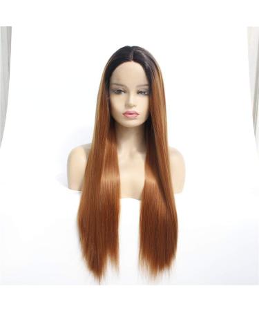 wig Women s front lace chemical fiber wig dyed gradient long straight hair wig headgear
