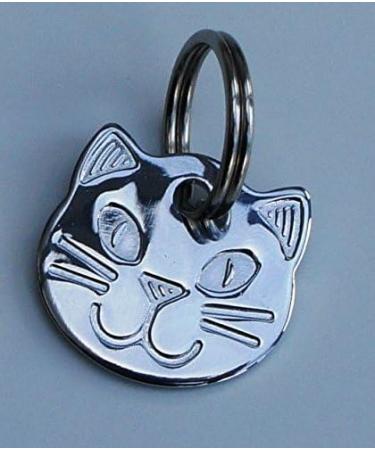 Paradise Pets Personalised Solid Chrome Durable Cat Head Pet ID Tag Disc WITH LONG LASTING DEEP HAND ENGRAVING - ENGRAVED FREE (SILVER) - Buy Online on GoSupps.com