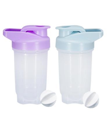 Yayoung protein Shaker bottle 300 ml leak-proof BPA free protein shaker for supplement shakes with sieve & scale fitness mixer for creamy whey protein powder shakes (BULE+LILA (2PCs) 300ml 04-bule+purple