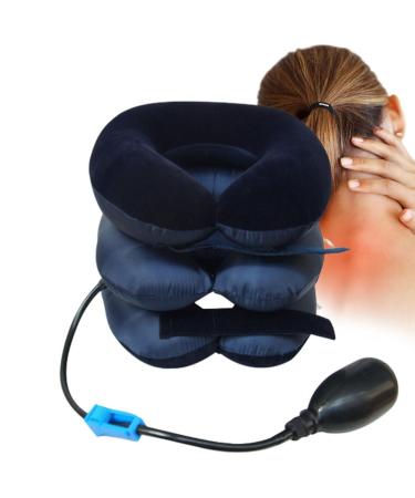 Cervical Neck Traction Device neck pulling device neck support neck bandage for neck pain and support for relieving the cervical spine pressure blue