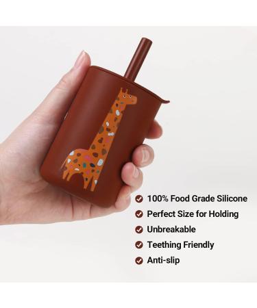 Silicone Toddler Mini Training Cup - BPA-Free Unbreakable Sippy Cup with Straw for Boy and Girl - Giraffe Design - 6+ Months - Buy Online on GoSupps.com