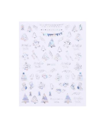 3D Christmas Holographics Silver Manicure Decor Self Adhesive Nail Art Stickers Transfer Decals(188) Style188