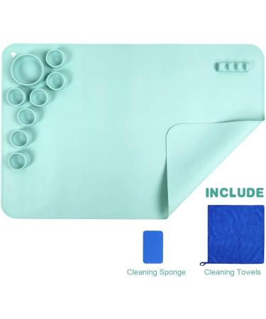 OSDUE 24x16 Non-Stick Silicone Craft Mat with Paint Cups - Blue Perfect for Kids Painting, Clay, DIY Creations - Buy Online on GoSupps.com