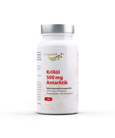 Vita World Pack of 3 Krill Oil 500mg 3 x 100 Capsules Made in Germany