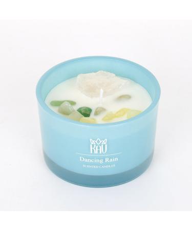 Scented Candles for Home D cor - KAV Dancing Rain Premium Scented Candle for Women Men Embedded Stone and Soy Wax in 3 oz Glass Jar Natural Aromatherapy - Ocean
