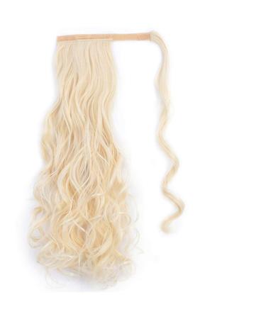 Vibrant Corn Wavy Long Ponytail Synthetic Wig Wrapped In Clip Hair Extension With Brown Ponytail Hair Pieces 22inches 1011-613