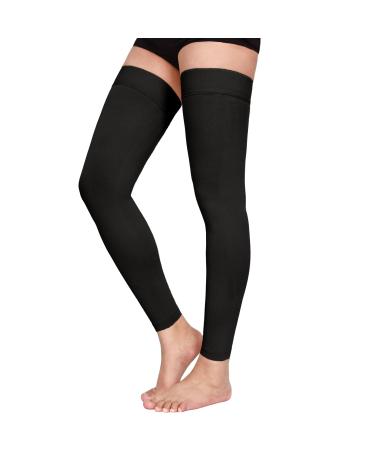 Thigh High Compression Stockings Footless 20-30mmHg Footless Compression Socks for Men & Women-Ideal for Athletic Medical Travel Use XXL 20-30mmHg Footless Black