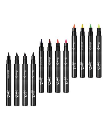 twcrvil Pack of 12 Eyeliner Handy to Use Lasting Portable Eye Makeup Kit Cosmetic Pencil Quick Drying Smooth Eyes Liner Pen