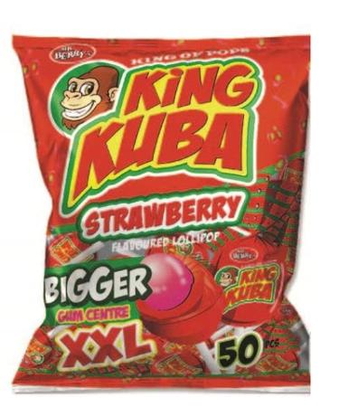 Mr. Berry's King Kuba Strawberry Flavoured Lollipop XXL 50 Pcs (Kenyan)