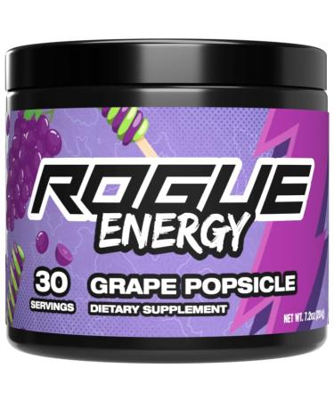 Rogue Energy Energy Drink Powder for Long Gaming Hours - Energy Powder for Mental Focus - Sugar & Gluten Free - Gaming Supplement with Caffeine & Vitamins - Made in USA (Grape Popsicle - 30 Servings)