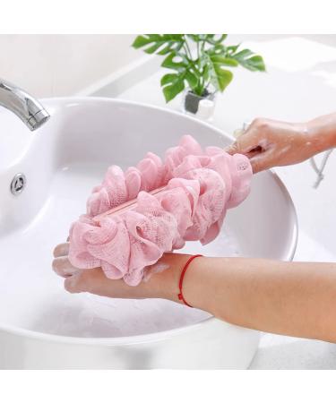 Long Handle Loofah Back Scrubber - Bath Body Brush Sponge (3 Pack, Pink/White/Blue) - Buy Online on GoSupps.com