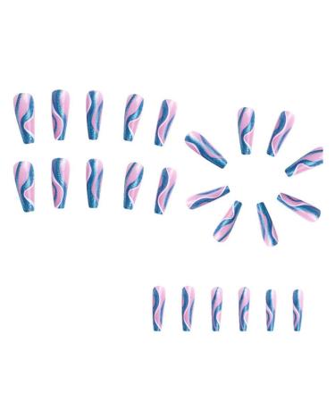 Srutueo 24Pcs Colorful Ballet False Nails DIY Manicure Glitter Nails European and American Wear Nail Patch