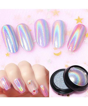 bopely 0.5g / Box Chrome Nail Powder Nail Art Powder Glitter Rainbow Manicure Glitter