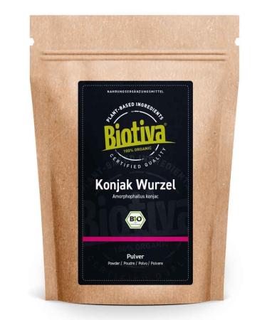 KONJAK powder Bio 500G (2x250g) - Konjakburzel - E425 - Glucomannan - TeuefelsZunge - Amorphophallus Konjac - bottled and controlled in Germany - Biotiva 0.5 kilograms