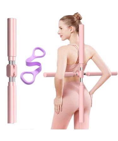 Miranck Yoga Sticks Posture Pole Corrector with Resistance Band, Adjustable Length 60-90cm, Posture Sticks Yoga Stretching Tool, Retractable Design for Adult and Child Back Brace Posture Corrector