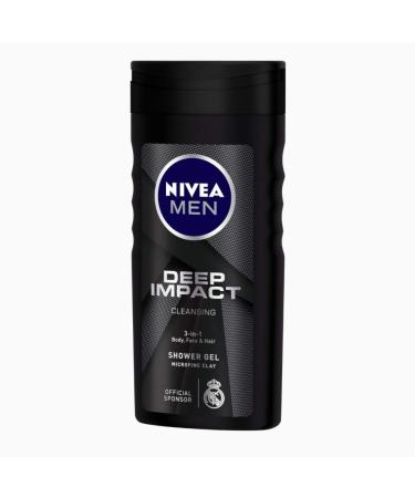 NIVEA Men Body Wash - Deep Impact 3 in 1 Shower Gel for Body Face & Hair with Microfine Clay | 250ml | International Shipping - Buy Online on GoSupps.com