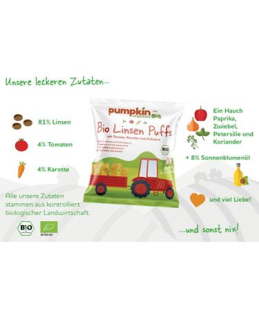 Buy Pumpkin Organics Organic Lentil Puffs - Tomato Carrot & Herbs 24 Pack (20g each) for Babies & Kids 12+ Months - Healthy Snack - Buy Online on GoSupps.com