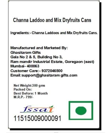 Jaiccha Ghasitaram Channa Laddoo and Mix Dryfruits Cans|Gift for Diwali Gifts Holi Rakhi Valentine Christmas Birthday Anniversary Her Him| - Buy Online on GoSupps.com
