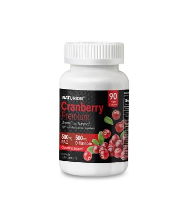 Cranberry Premium - Urinary Tract Support with PACRAN Cranberry Extract & D-Mannose 500mg - 90 Vegan Capsules 45 Day Supply 90 Count (Pack of 1)