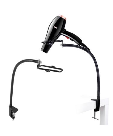 360 Degree Rotating Hair Dryer Stand Holder Blow Dryer Stand with Clamp Mount Adjustable Aluminum Alloy Hair Dryer Stand Support for Home Indoor