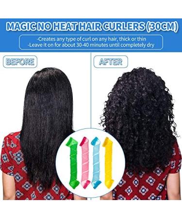Heatless Curlers Kit - 28 Piece Spiral Curls Styling Set with Hooks - 11.8 Inch - Assorted Colors - Buy Online on GoSupps.com