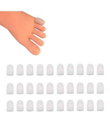 30 Pieces Gel Toe Caps for Little Toe Silicone Toe Protector Toe Covers for Pinky Toe Protect Toe from Rubbing Ingrown Toenails Corns Blisters and Other Painful Toe Problems White