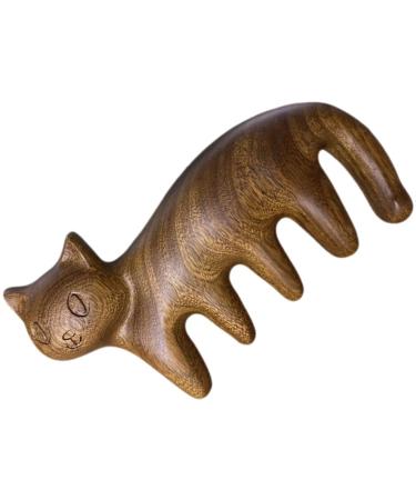 Didiseaon Wooden Massage Comb Cat Shaped Sandalwood Head Scalp Comb Wide Tooth Comb Massage Tool For Men Women Maternity