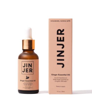 JINJER Ginger Essential Oil Blend 1 Fl Oz 100% Pure Ginger Jojoba Oil and Evening Primrose Oil- Aromatherapy Essential Oils for Body Massage Diffuser- Rapid Immune Boost and Lymphatic Drainage Massage