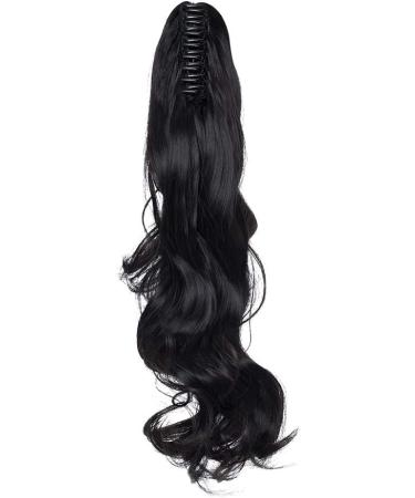 Claw Clip Ponytail Hair Extension: Synthetic Wavy Curly Hairpiece 18inch - Natural Black - Buy Online on GoSupps.com