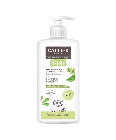 Cattier Kids Shampoo and Shower Gel Green Apple Fragrance Organic 500ml