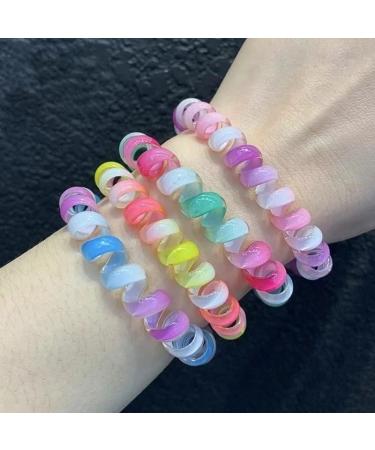 Iridescent Spiral Hair Ties - 4Pcs Phone Cord Coiled Hair Ties for Thick Hair - Buy Online on GoSupps.com