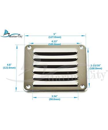 Marine City 316 Stainless-Steel Rectangle Stamped Louvered Vent for Yachts - 4-13/16 x 5 (1Pcs) - Buy Online on GoSupps.com