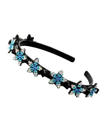 TQUXNGA for Double Bangs Hairpin Cute Hairstyle Double Layer Twist Plait Headband with Clips Sweet Braided Hair Hoop Blue