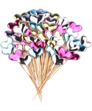 Leadigol 50PCS Colorful Heart Cake Toppers Cake Topper Heart DIY Mini Birthday Cake Snack Decorations Picks Birthday Party Cake Decor Supplies Cupcake Toppers - Buy Online on GoSupps.com