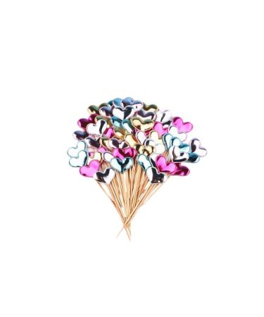 Leadigol 50PCS Colorful Heart Cake Toppers Cake Topper Heart DIY Mini Birthday Cake Snack Decorations Picks Birthday Party Cake Decor Supplies Cupcake Toppers