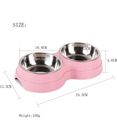 Fuwok Double Dog Bowl Non Slip Removable Stainless Steel Double Bowl 2-IN-1 Dog Bowl with Non-spill For Small Dogs Cats and Animal etc(S Pink) S Pink - Buy Online on GoSupps.com