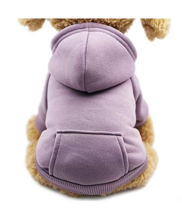 Idepet Dog Hoodie Cotton Dog Coat Warm Jacket for Small Medium Dog Puppies Teddy Chihuahua L Purple