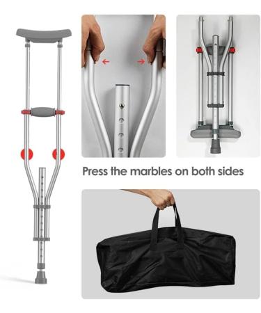 2 Adult Crutches with TPR Soft Underarm Pads and Folding Crutches Adjustable Canes for Children with A Height of 140-195 Cm Lucky Star - Buy Online on GoSupps.com