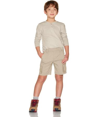 CQR Kids Youth Pull on Cargo Shorts | Lightweight Elastic Waist Athletic Short for Outdoor Camping and Hiking | Driflex Shorts with Pockets - Khaki Large - Buy Online on GoSupps.com