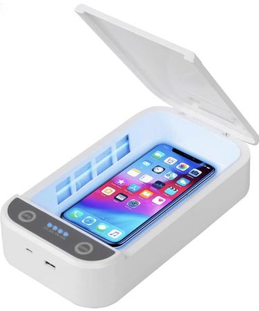 UV Phone Sanitizer and Charger Box | Quick 5 min Sanitizer | Can be Used While on The go | USB Compatible Charging | iOS Android Smartphones Watch Tools Keys