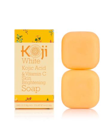 Koji White Kojic Acid & Vitamin C Skin Brightening Soap (2.82 oz / 2 Bars) - Smooth And Soft Complexion for Face & Body - Cruelty Free, Dermatologist Tested